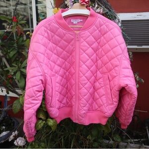 Brand New with Tags! Good American Pink Faux Leather Quilted Jacket - Size 0/1